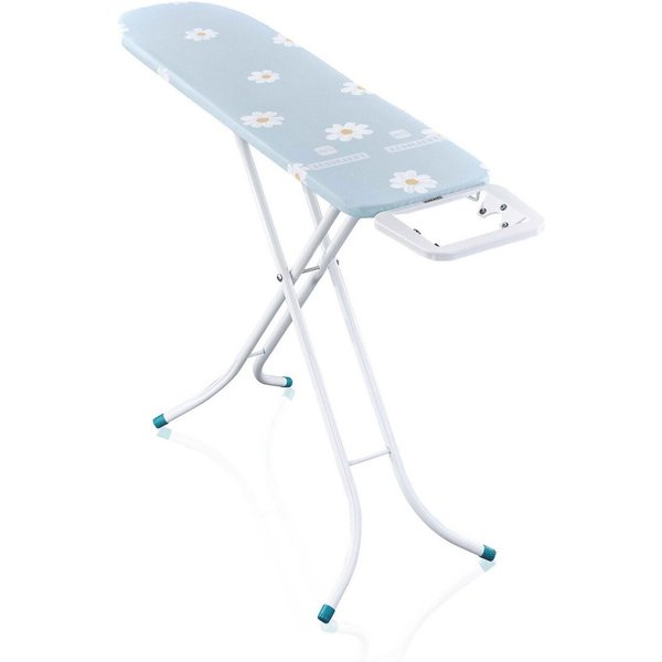 Leifheit Bügelbrett Bügeltisch Classic S Basic, Bügelfläche 30.0x110.0 cm, Höhenverstellbar, 110 x 30 cm, feste Bügeleisenablage, florales Design