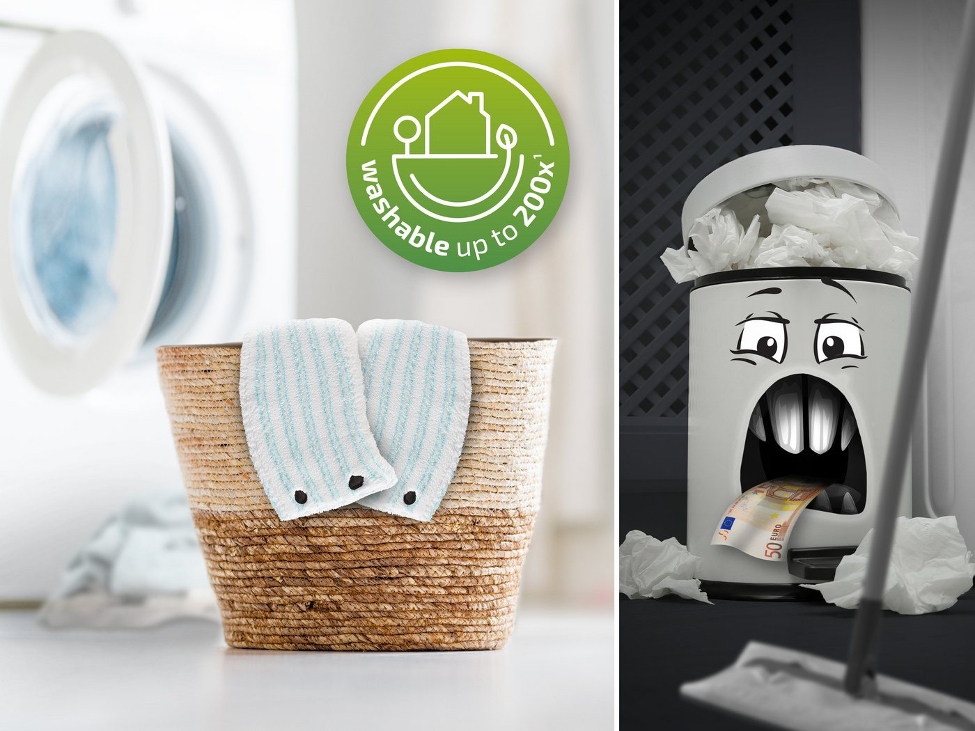 Leifheit Bundle Wischbezug CLEAN TWIST M / Combi M micro duo (2er Set) Wischbezug (Mikrofaser, 14.0x42.0 cm, 2-tlg., Waschbar bei 60°C, Wischbreite 33cm, für al – Bild 4 von 5