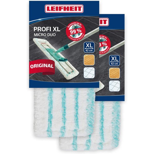 Leifheit Bundle Wischbezug Profi XL micro duo (2er Set) Wischbezug (Mikrofaser, 16.0x48.0 cm, 2-tlg., Waschbar bei 60°C, Wischbreite 42cm, für alle glatten Böde