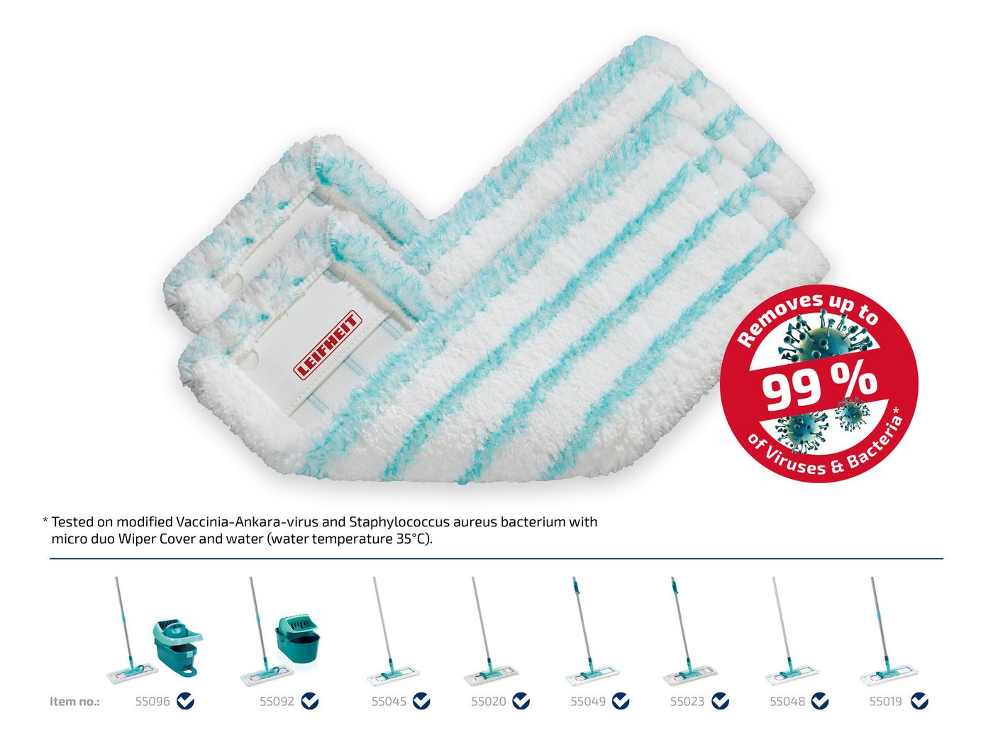 Leifheit Bundle Wischbezug Profi XL micro duo (2er Set) Wischbezug (Mikrofaser, 16.0x48.0 cm, 2-tlg., Waschbar bei 60°C, Wischbreite 42cm, für alle glatten Böde – Bild 2 von 5