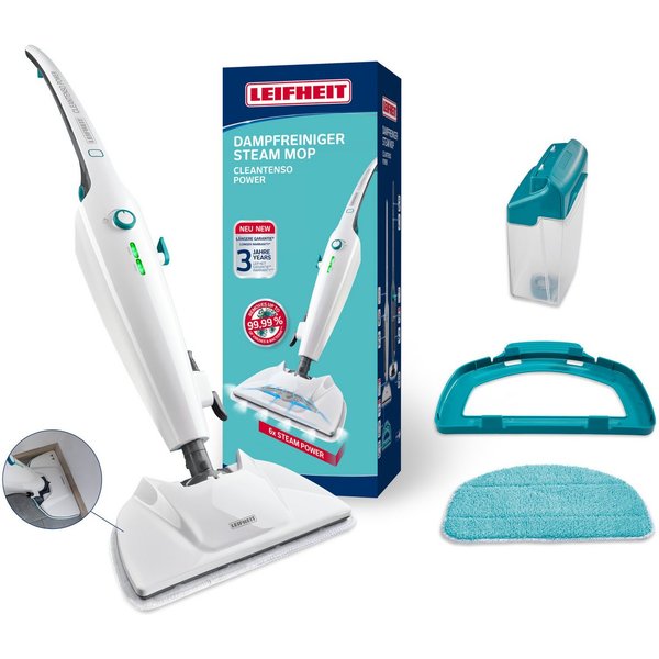 Leifheit Dampfreiniger Dampfreiniger CleanTenso Power, 1300 W, 6 Power-Steam-Düsen, bis zu 50 Minuten Nutzung, Mikrofaser Wischpad