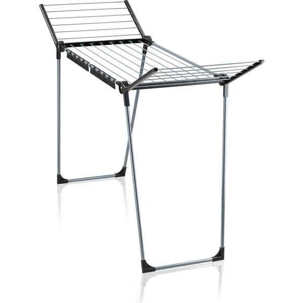Leifheit Wäscheständer Standtrockner Pegasus Slim Black, 15m Trockenlänge, 105cm Flügelhöhe, schmal (55cm), zusammenklappbar