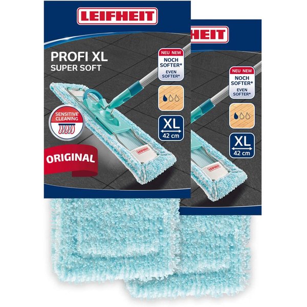 Leifheit Wischbezug Profi XL super soft 2er Set Wischbezug (Kunstfaser, 16.0x48.0 cm, 2-tlg., Waschbar bei 60°C, Wischbreite 42cm, für Parkett/Laminat/Kork)