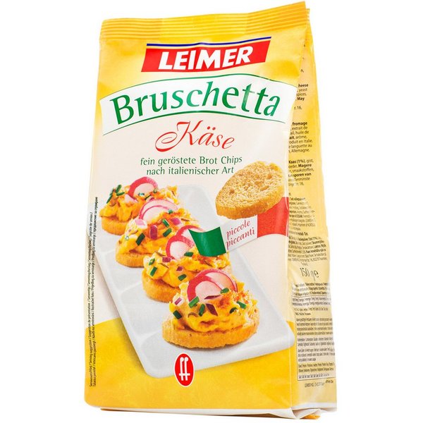 Leimer Knabberei, Leimer Bruschetta geröstete Brot Chips mit Käse verfeinert 150g