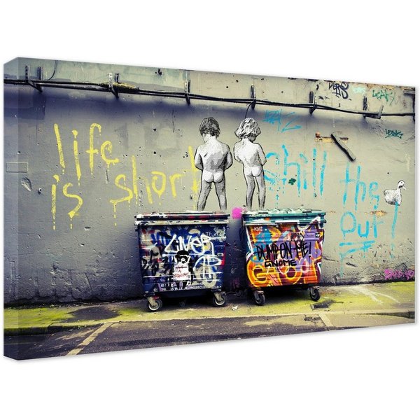 Leinwando Gemälde Banksy Bilder Leinwand Life is short / Leinwandbild