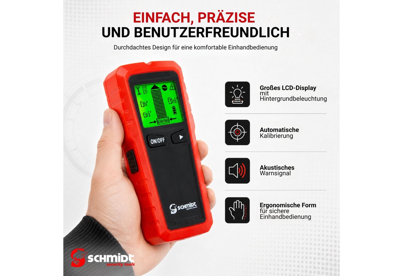 SCHMIDT security tools Leitungsortungsgerät SCHMIDT security tools CF-13 Wandscanner Multidetektor Leitungssucher – Bild 5 von 5