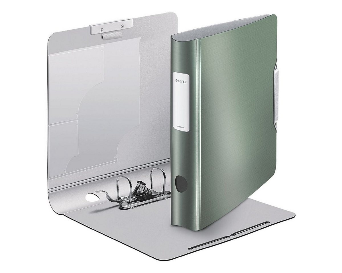 LEITZ Aktenordner 180° Active Style 1108, Ordner breit, Alu-Optik, aufgeklebtes Rückenschild – Bild 2 von 4