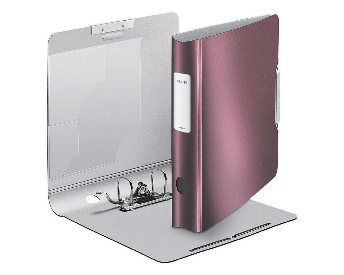 LEITZ Aktenordner 180° Active Style 1109, Ordner schmal, Alu-Optik, aufgeklebtes Rückenschild – Bild 2 von 4