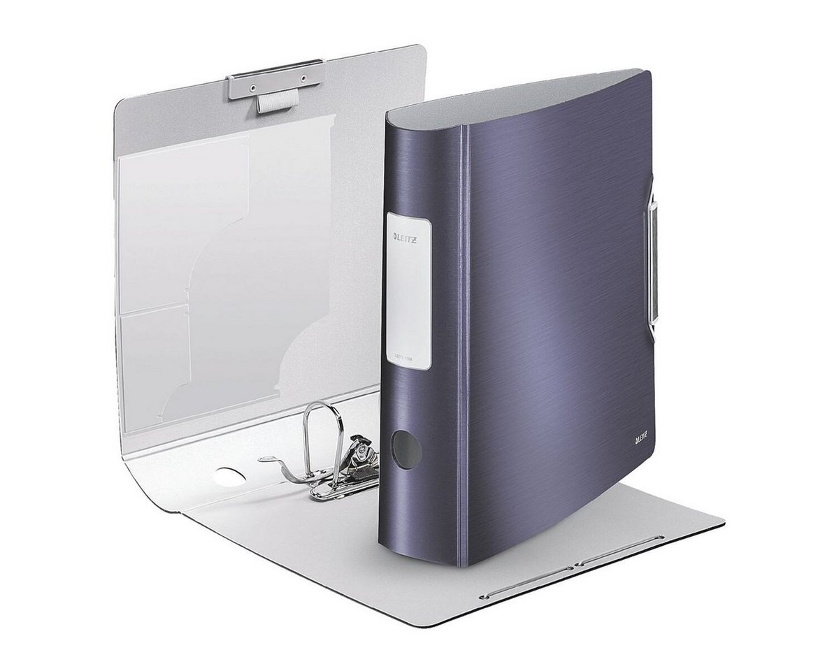 LEITZ Aktenordner 180° Active Style 1108, Ordner breit, Alu-Optik, aufgeklebtes Rückenschild – Bild 2 von 4