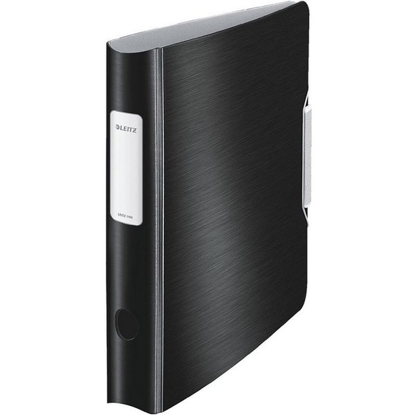 LEITZ Aktenordner 180° Active Style 1109, Ordner schmal, Alu-Optik, aufgeklebtes Rückenschild