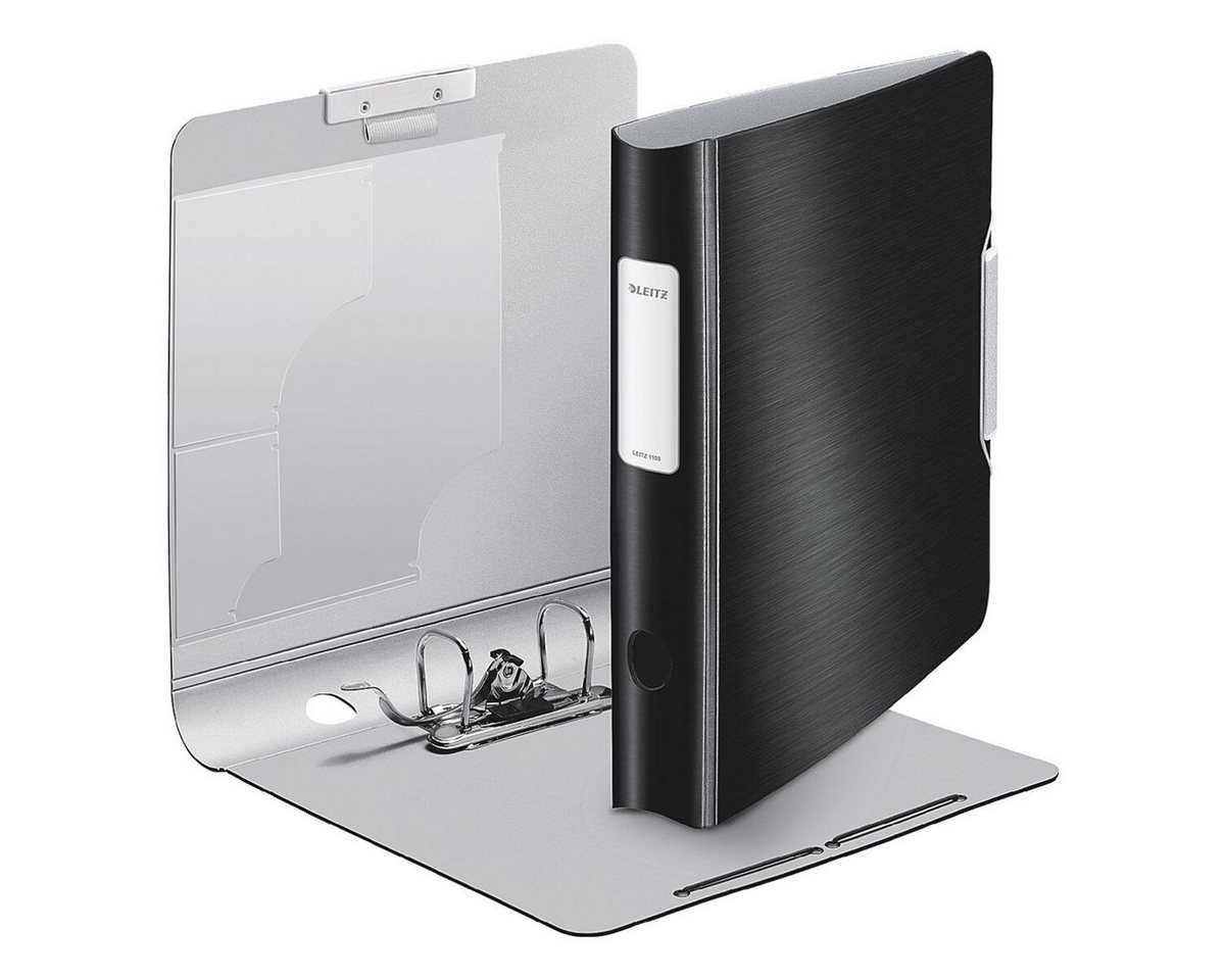 LEITZ Aktenordner 180° Active Style 1109, Ordner schmal, Alu-Optik, aufgeklebtes Rückenschild – Bild 2 von 4