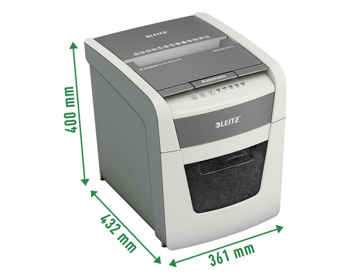 LEITZ Aktenvernichter Small Office 50, Partikelschnitt 4x28 mm, bis 50 Blatt, 20 Liter – Bild 5 von 5
