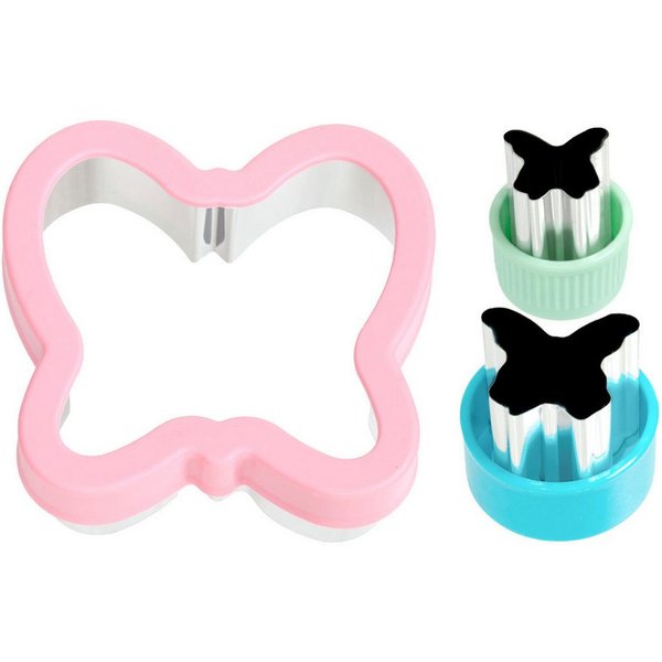 LEKKABOX Ausstechform 3er Set Schmetterlinge - Metall Ausstecher für Gemüse Obst Plätzchen, Ideal zum Ausstechen von Käse, Obst, Gemüse, Plätzchen & Co.