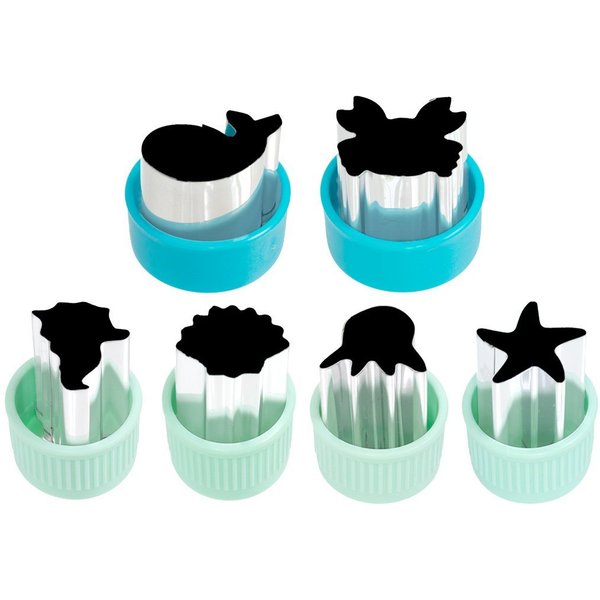 LEKKABOX Ausstechform 6er Set Gemüse Obst Mini Edelstahl Ausstecher klein Anti-Rutsch Griff, Hervorragend zum Ausstechen von Käse, Obst, Gemüse & Co.