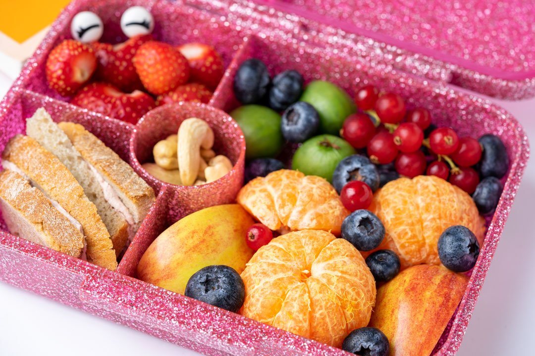 LEKKABOX Lunchbox Glitzer Brotdose, 4 Fächer - Kinder Bento Box Vesperdose Brotbox, Für feuchte Lebensmittel auslaufsichere Bento Box, inkl. extra Trenner – Bild 4 von 5