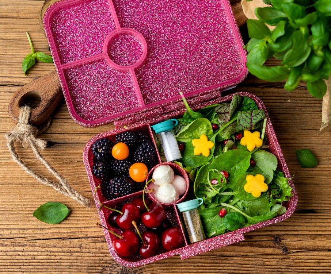 LEKKABOX Lunchbox Glitzer Brotdose, 4 Fächer - Kinder Bento Box Vesperdose Brotbox, Für feuchte Lebensmittel auslaufsichere Bento Box, inkl. extra Trenner – Bild 5 von 5