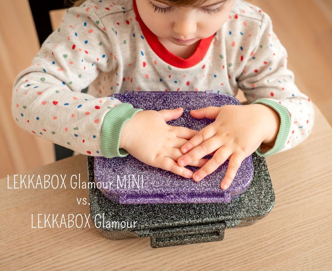 LEKKABOX Lunchbox Glitzer Brotdose, 4 Fächer - Kinder Bento Box Vesperdose Brotbox, Für feuchte Lebensmittel auslaufsichere Bento Box, inkl. extra Trenner – Bild 4 von 5