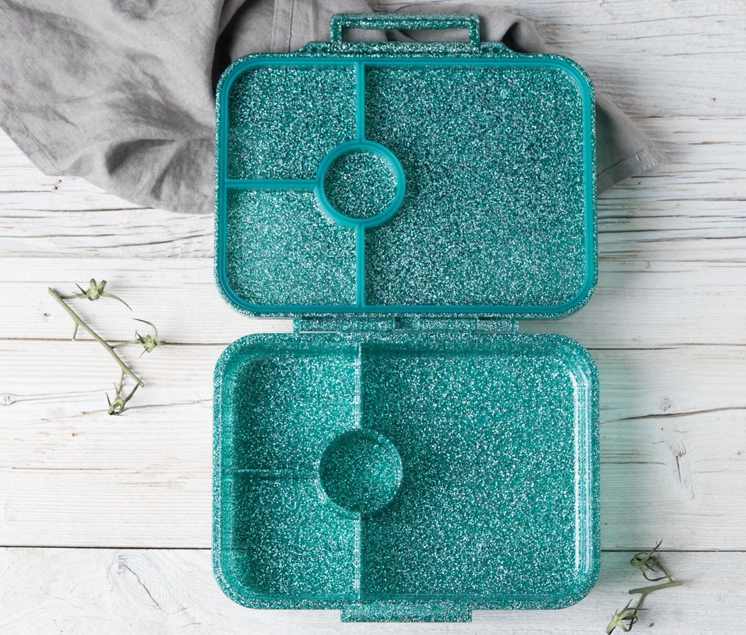 LEKKABOX Lunchbox Glitzer Brotdose, 4 Fächer - Kinder Bento Box Vesperdose Brotbox, Für feuchte Lebensmittel auslaufsichere Bento Box, inkl. extra Trenner – Bild 4 von 5