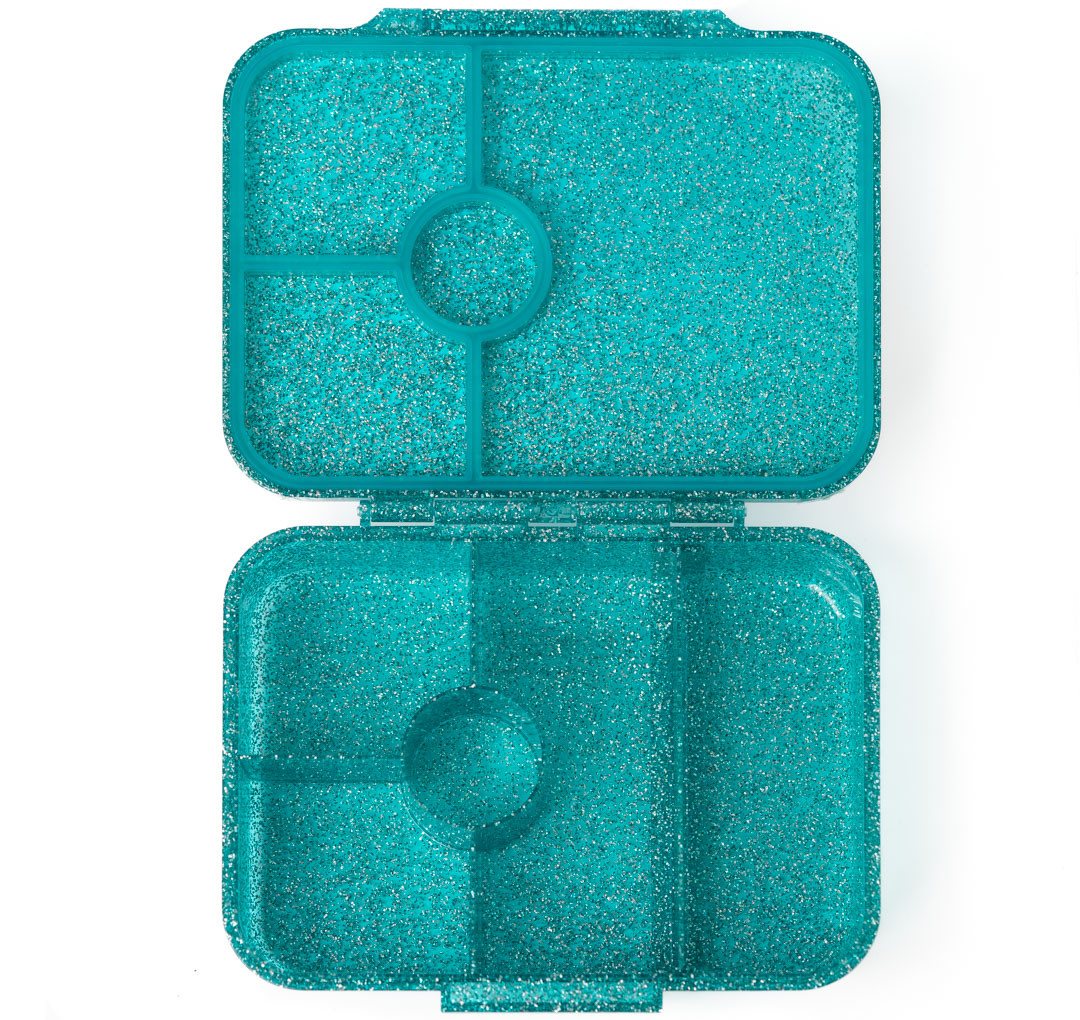LEKKABOX Lunchbox Glitzer Brotdose, 4 Fächer - Kinder Bento Box Vesperdose Brotbox, Für feuchte Lebensmittel auslaufsichere Bento Box, inkl. extra Trenner – Bild 5 von 5