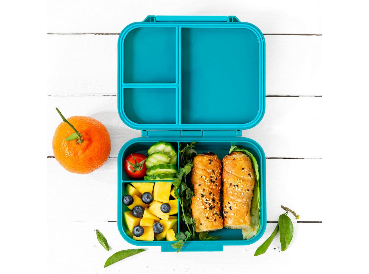 LEKKABOX Lunchbox Mini Kinder Bentobox, 3 Fächer - Brotdose Vesperdose Brotbüchse, Für feuchte Lebensmittel auslaufsicher, inkl. extra Trenner – Bild 2 von 5