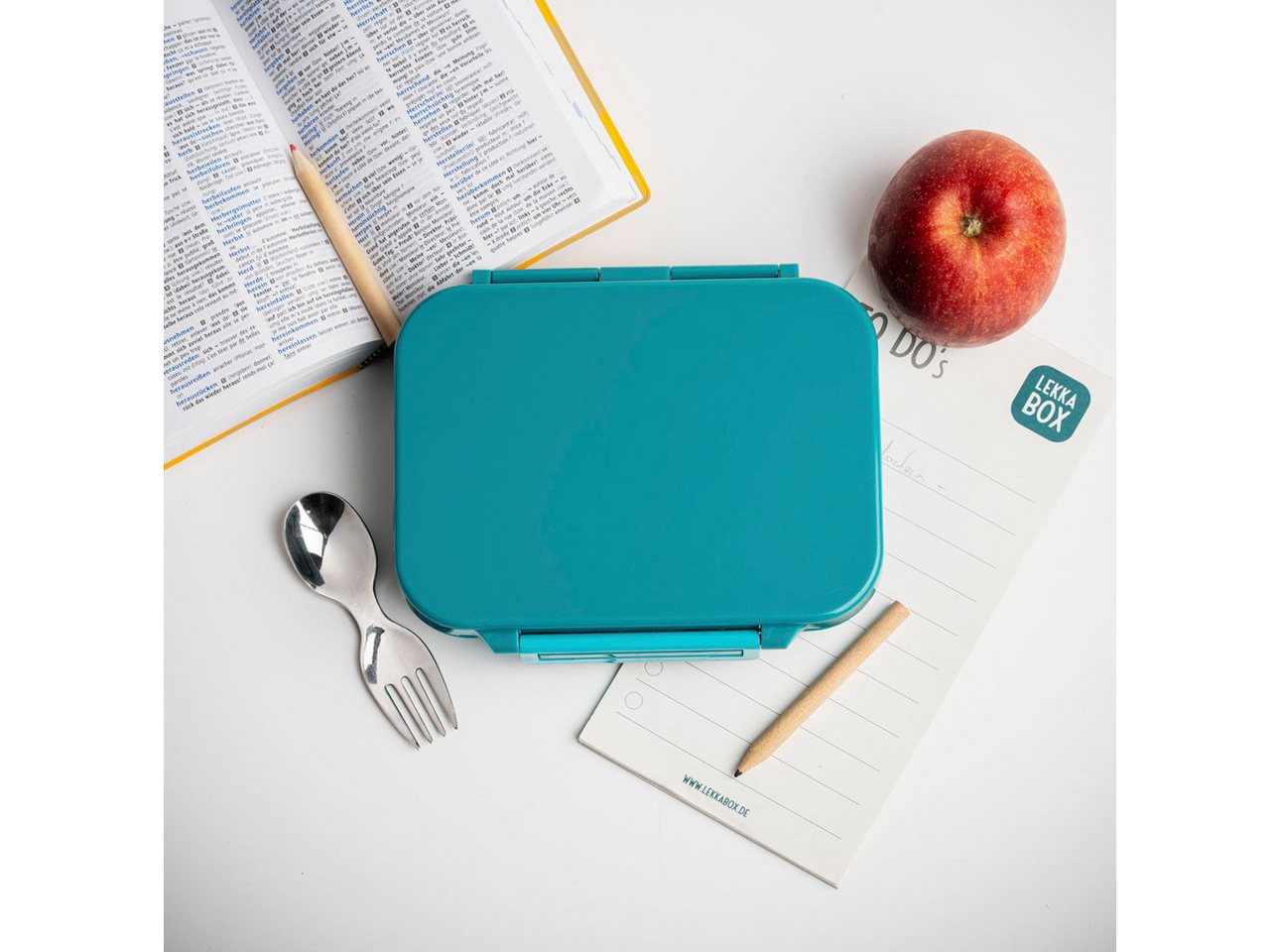 LEKKABOX Lunchbox Mini Kinder Bentobox, 3 Fächer - Brotdose Vesperdose Brotbüchse, Für feuchte Lebensmittel auslaufsicher, inkl. extra Trenner – Bild 5 von 5
