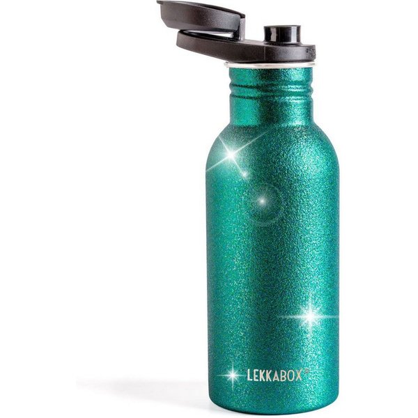 LEKKABOX Trinkflasche Edelstahl Glitzer Trinkflasche, 500ml - Kinder Sport Edelstahlflasche, Elegant schimmernd, leicht, auslaufsicher – für jeden Tag