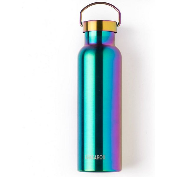 LEKKABOX Trinkflasche Edelstahl Trinkflasche, 600ml - Kinder Wasserflasche, auslaufsicher, Deckelunterseite aus Edelstahl und isoliert. Jedes Stück ein Unikat!