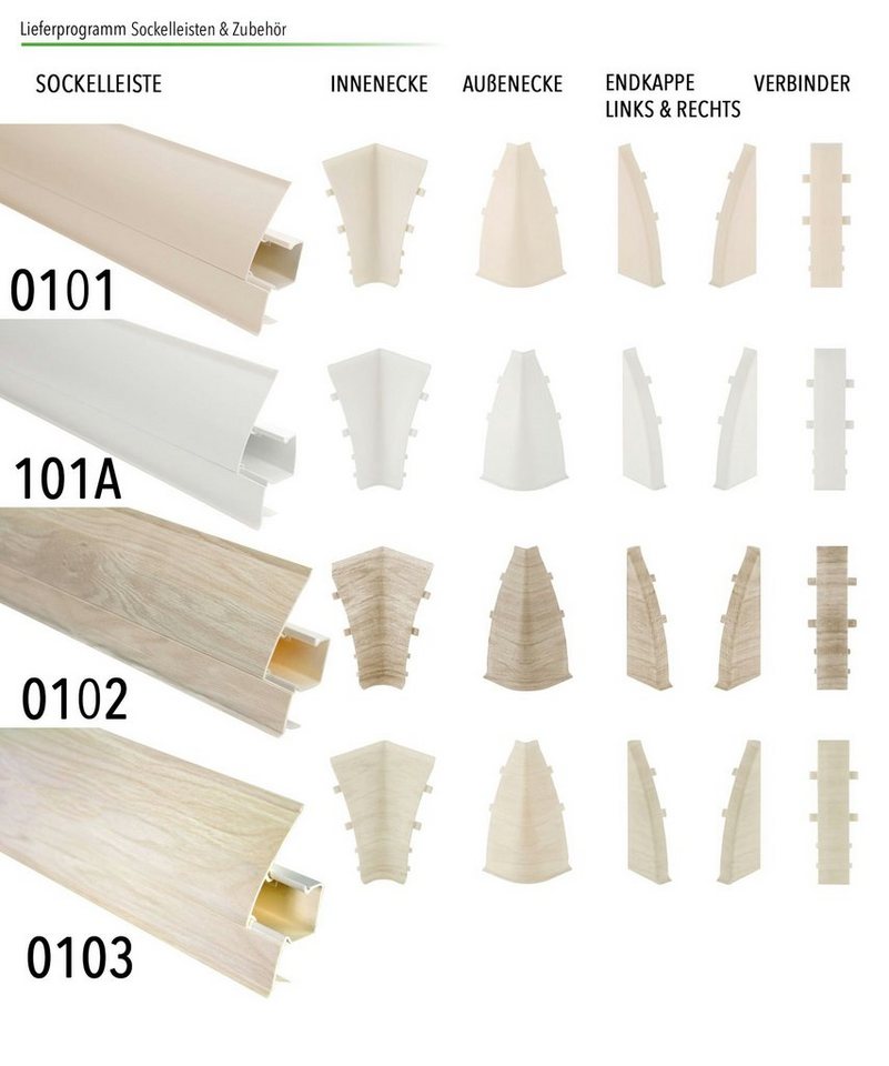 Lemal Sockelleiste, PVC Fußleisten 70x50mm mit Kabelkanal - (Innenecke) Holzoptik Ecken Verbinder Außen Innen – Bild 3 von 3