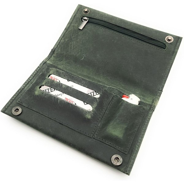 Lemasi Tabakbeutel echt Leder Tabaktasche Drehertasche Tabaketui, hält Tabak frisch, Tabakfach mit Naturkautschuk gefüttert