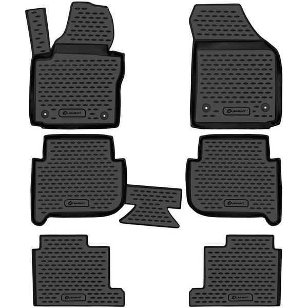 LEMENT Auto-Fußmatten 3D-Gummimatten passend für VOLKSWAGEN Touran I/II 2003–2015 7-Sitzer (6 St), für Volkswagen Touran (I) Pkw, Passgenau
