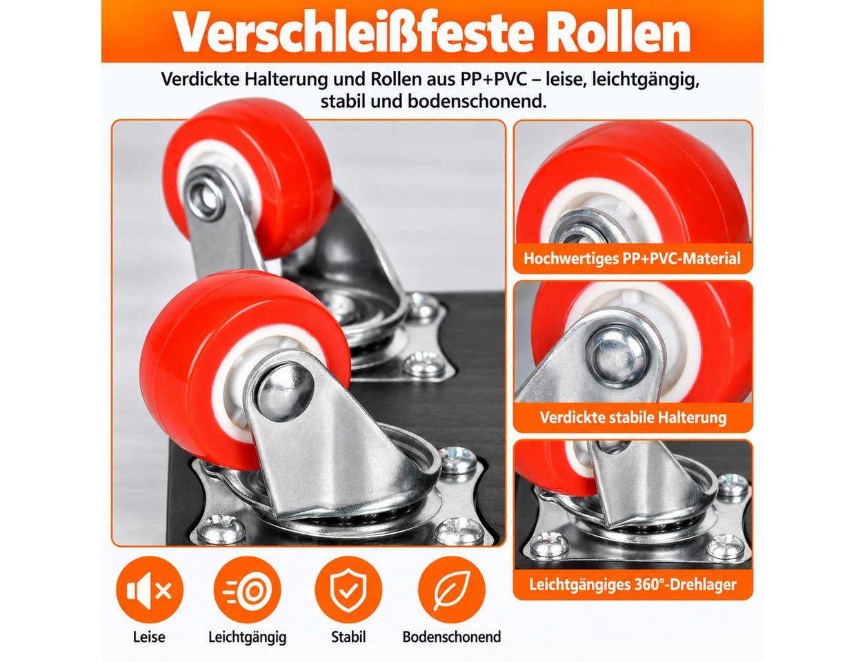 LEMLIT Möbelrolle 9 Stück Möbel Transportroller Set mit 4 Transportrollern, 360° drehbar, (Möbeltransporthilfe mit Transportrollern, 9-St., Möbelheber mit 4 Tra – Bild 3 von 5