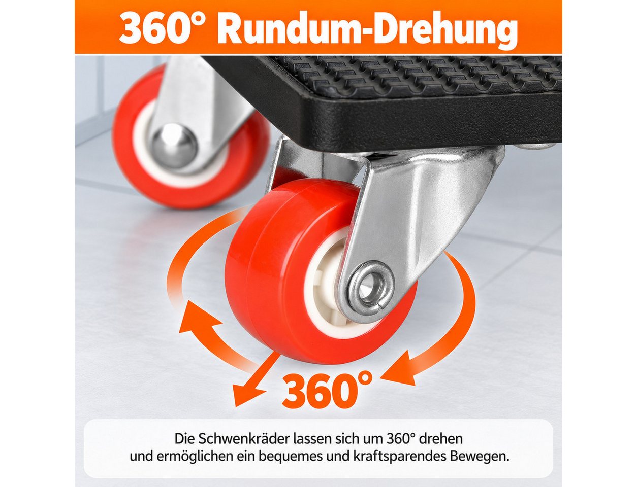 LEMLIT Möbelrolle 9 Stück Möbel Transportroller Set mit 4 Transportrollern, 360° drehbar, (Möbeltransporthilfe mit Transportrollern, 9-St., Möbelheber mit 4 Tra – Bild 5 von 5
