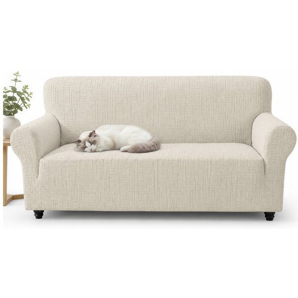 LEMLIT Sofabezug Sofahusse für 2-/3-Sitzer, Stretch & rutschfester Sofaüberzug, Kratzfester Sofa Überzug mit Elastischem Bund,Waschbar