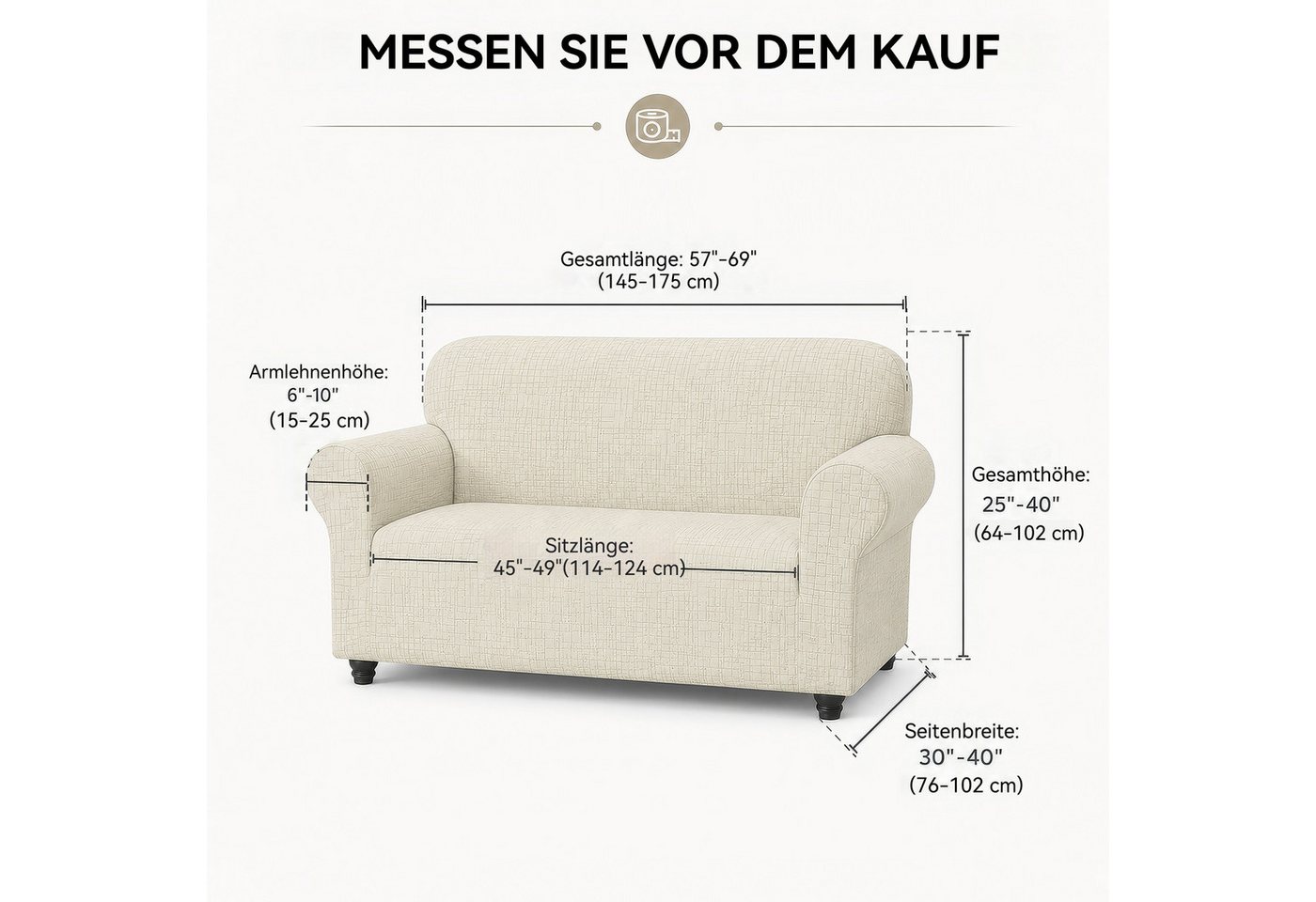 LEMLIT Sofabezug Sofahusse für 2-/3-Sitzer, Stretch & rutschfester Sofaüberzug, Kratzfester Sofa Überzug mit Elastischem Bund,Waschbar – Bild 3 von 5
