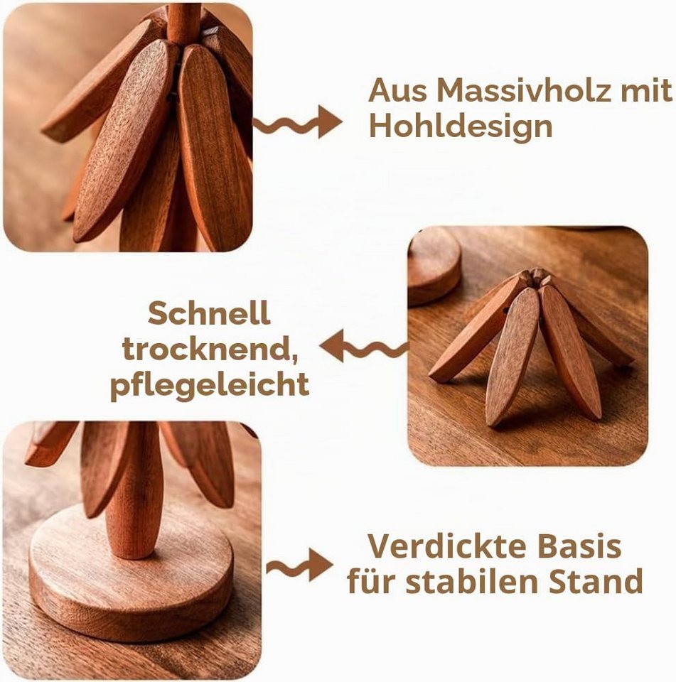 LEMLIT Topfuntersetzer Weihnachtsbaum-Untersetzer und aus Holz,3 Holzuntersetzer, Zubehör für Pfannen,Topfe, Auflaufformen, 1er Set, 1-tlg., dekoratives Servier – Bild 2 von 5