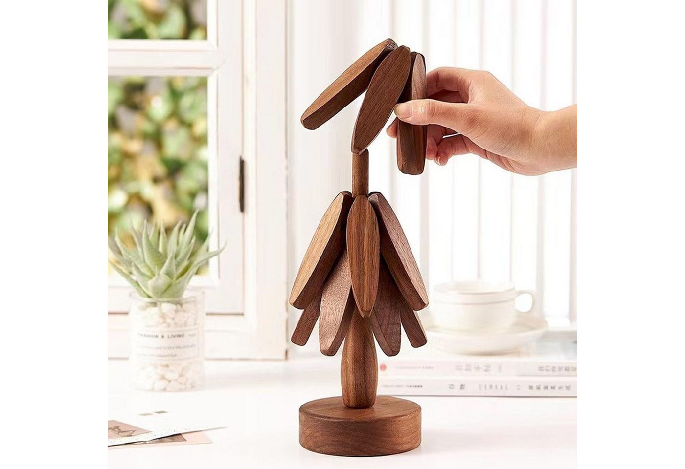 LEMLIT Topfuntersetzer Weihnachtsbaum-Untersetzer und aus Holz,3 Holzuntersetzer, Zubehör für Pfannen,Topfe, Auflaufformen, 1er Set, 1-tlg., dekoratives Servier – Bild 4 von 5