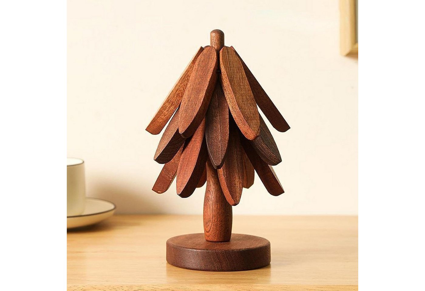 LEMLIT Topfuntersetzer Weihnachtsbaum-Untersetzer und aus Holz,3 Holzuntersetzer, Zubehör für Pfannen,Topfe, Auflaufformen, 2er Set, 2-tlg., dekoratives Servier – Bild 3 von 5