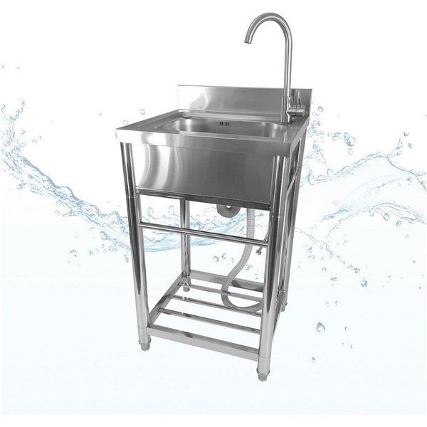 Lemodo Küchenspüle Spültisch freistehend, Wasserhahn mit Kalt Warm Anschluss, 55/50 cm, Flexible Wassertemperatureinstellung