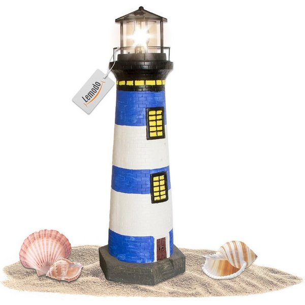 Lemodo LED-Dekofigur Solar-Leuchtturm mit rotierender Leuchte, 37 oder 83 cm hoch