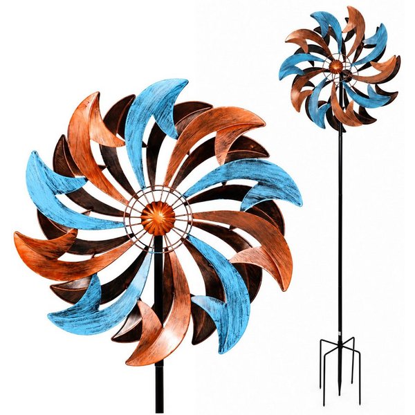 Lemodo Windrad Garten Swirl Blade aus Metall, 212 cm hoch, Antik-Look, leichtlaufendes Windrad 212cm hoch im Antik-Look