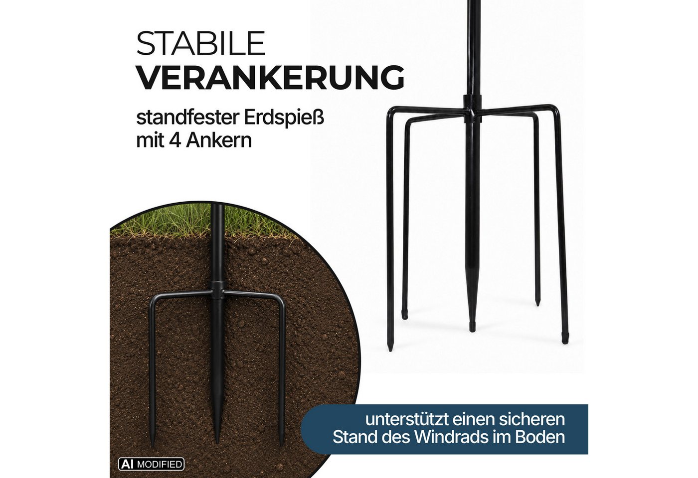 Lemodo Windrad Garten Swirl Blade aus Metall, 212 cm hoch, Antik-Look, leichtlaufendes Windrad 212cm hoch im Antik-Look – Bild 5 von 5