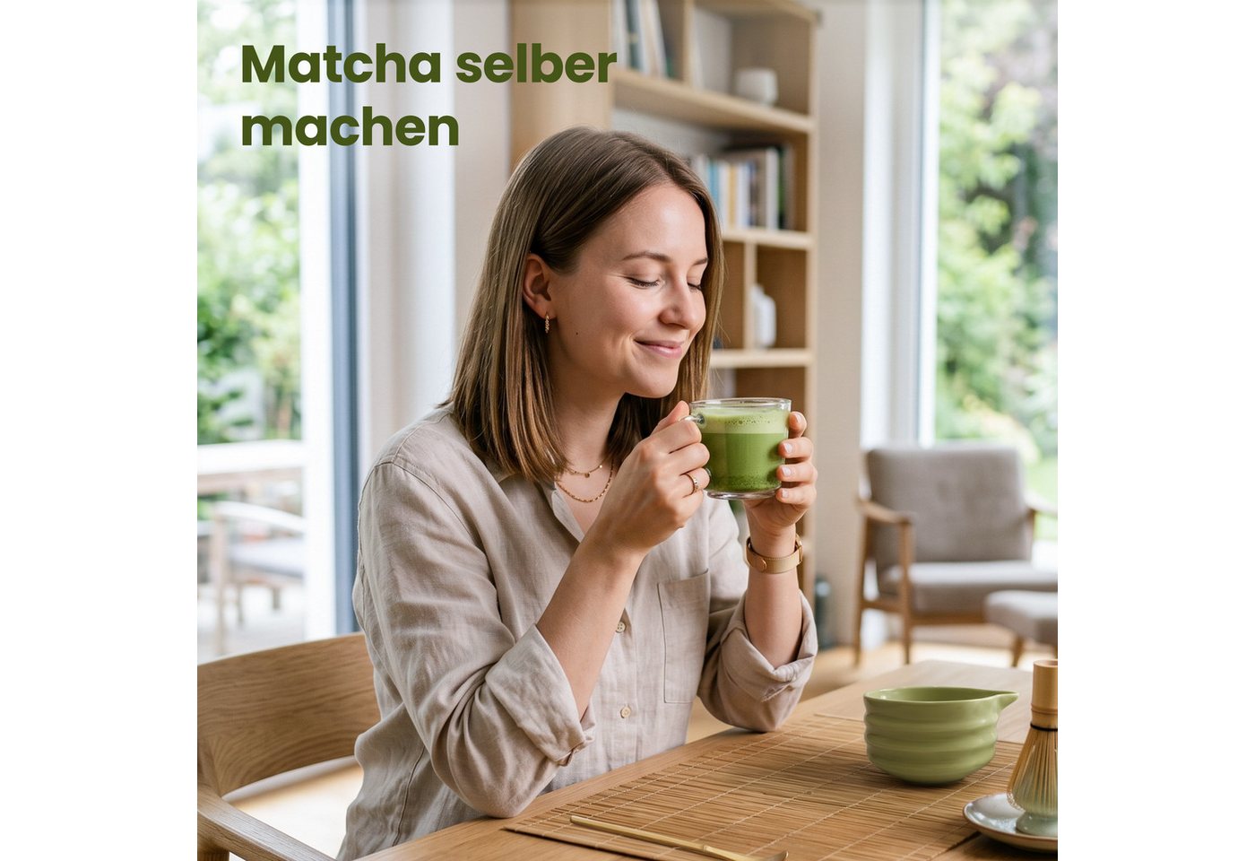 Lemontree Teeservice Matcha Set - 7-teiliges Matcha Tee Lebensmittelecht, Spülmaschinenfest, 1 Personen, Keramik, Matcha Zubehör Set Bambus Besen, Keramik Schal – Bild 4 von 5