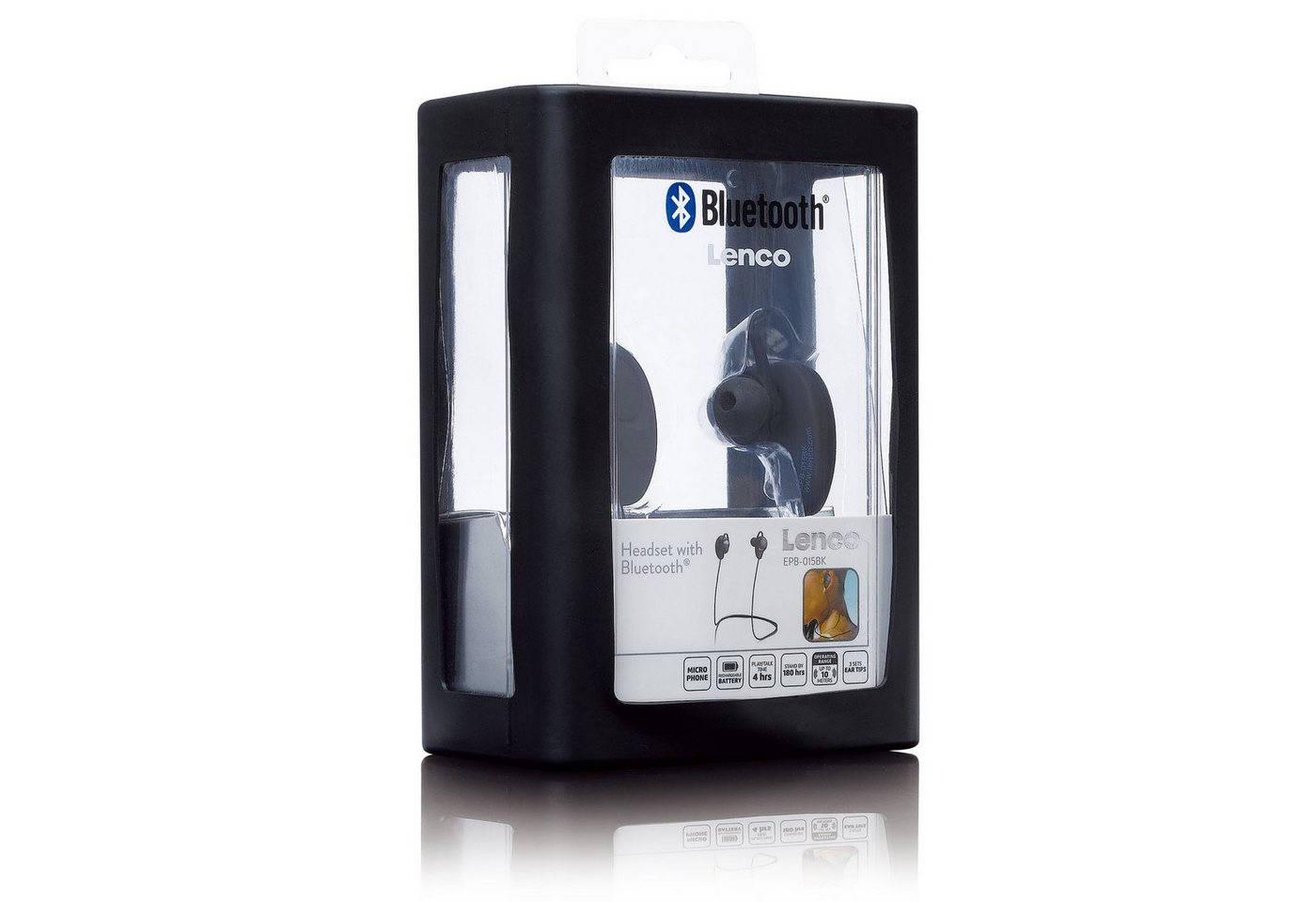 Lenco EPB-015BK In-Ear-Kopfhörer (Bluetooth, 10m Empfang, 4h. Akku - 180h. Standby & integriertes Mikrofon, Schwarz) – Bild 3 von 5