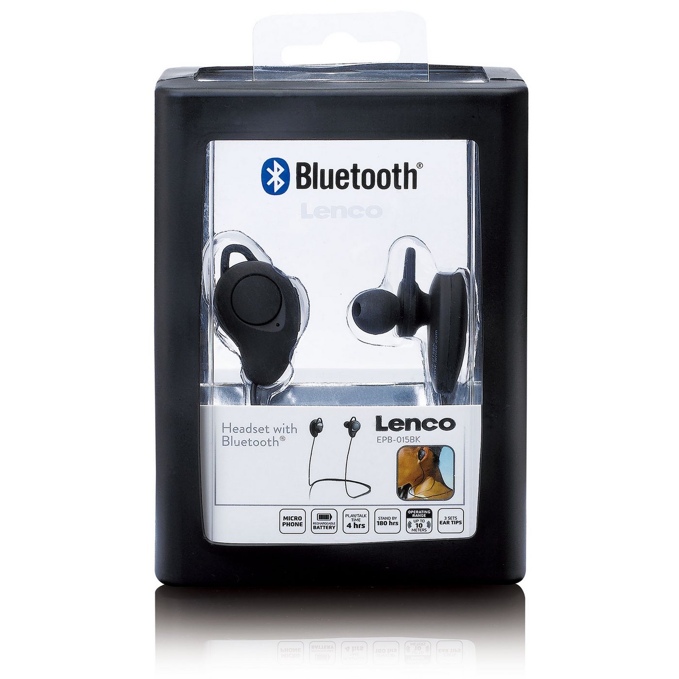 Lenco EPB-015BK In-Ear-Kopfhörer (Bluetooth, 10m Empfang, 4h. Akku - 180h. Standby & integriertes Mikrofon, Schwarz) – Bild 4 von 5