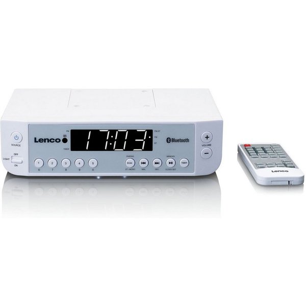 Lenco KCR-100WH UKW-Radio (FM, 2 W, Bluetooth mit 2x integ. Lautsprecher inkl. Fernbedienung & Montagesatz)