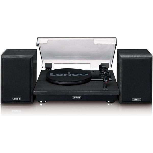 Lenco LS-100BK Plattenspieler (Riemenantrieb, Bluetooth, Vinyl-Wiedergabe, Bluetooth-Streaming, Auto-Stopp, Riemenantrieb)