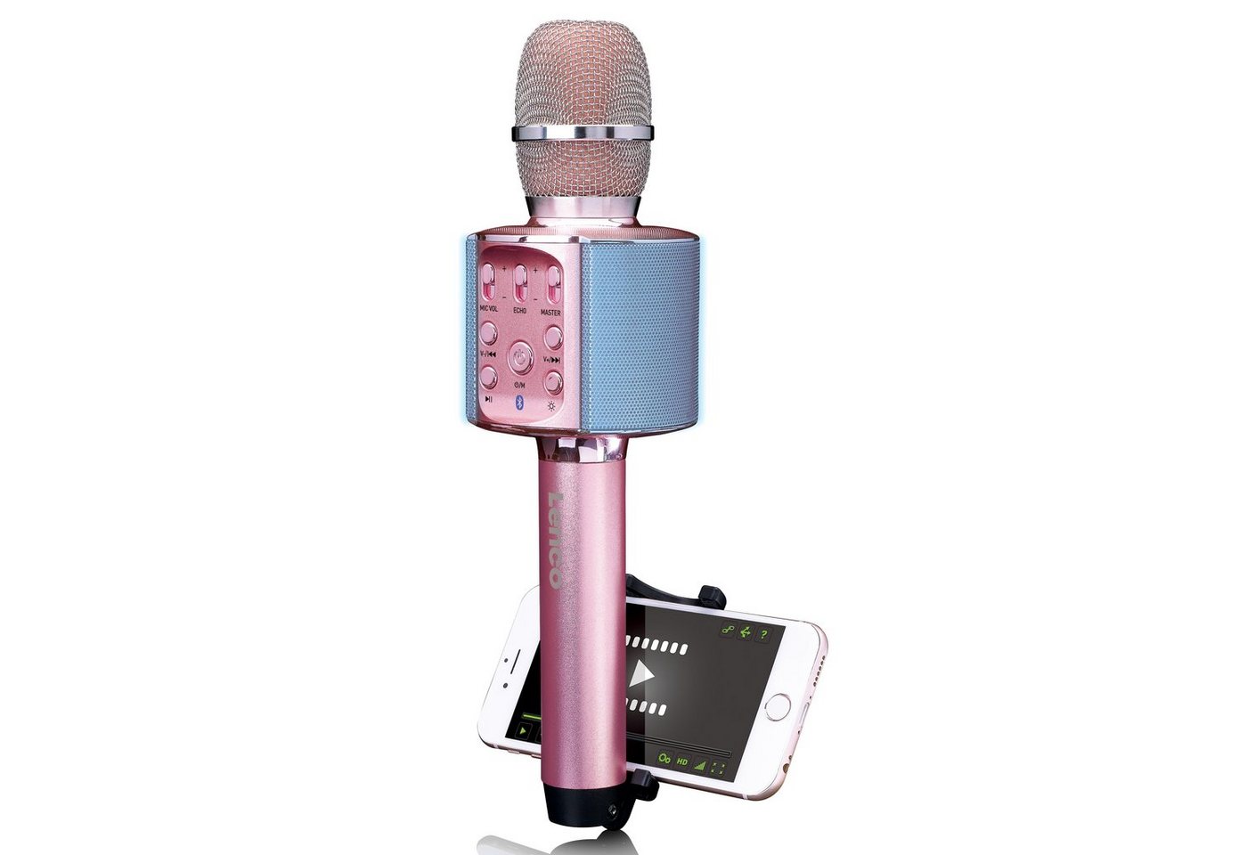 Lenco Mikrofon BMC-090PK (1-tlg), Karaoke-Mikrofon,Bluetooth 5.0,8 Std Akku,Licht & Stimmeffekte – Bild 5 von 5