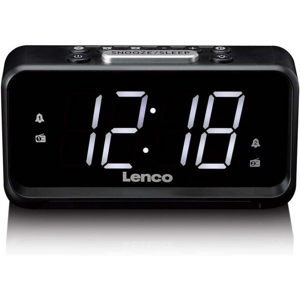 Lenco Radiowecker CR-28BK FM-Radio, Dual-Alarm, Schlummerfunktion, Nachtlicht, Sleep-Timer