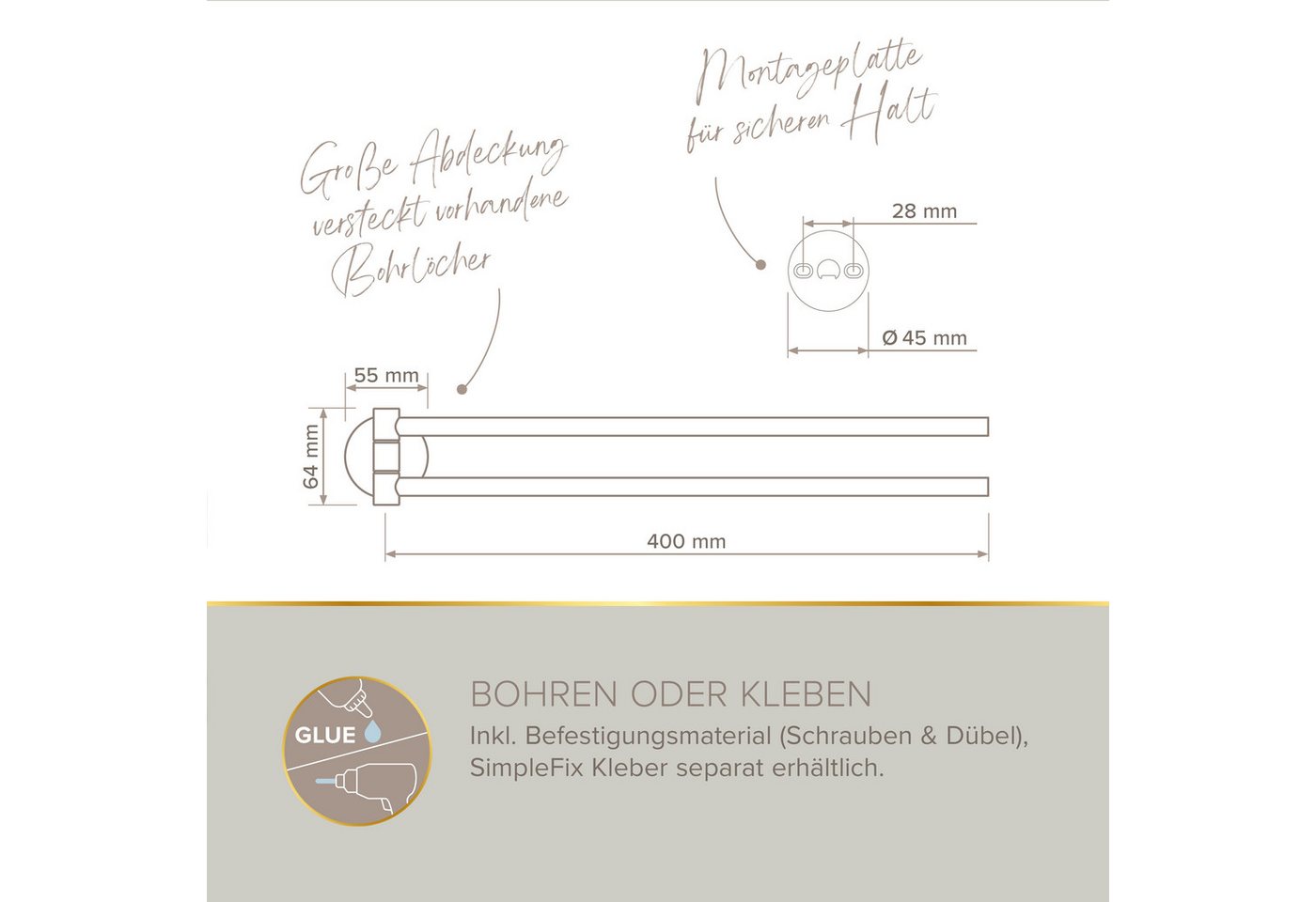 Lenz Doppelhandtuchhalter HYGGE, SIVO – Bild 4 von 5