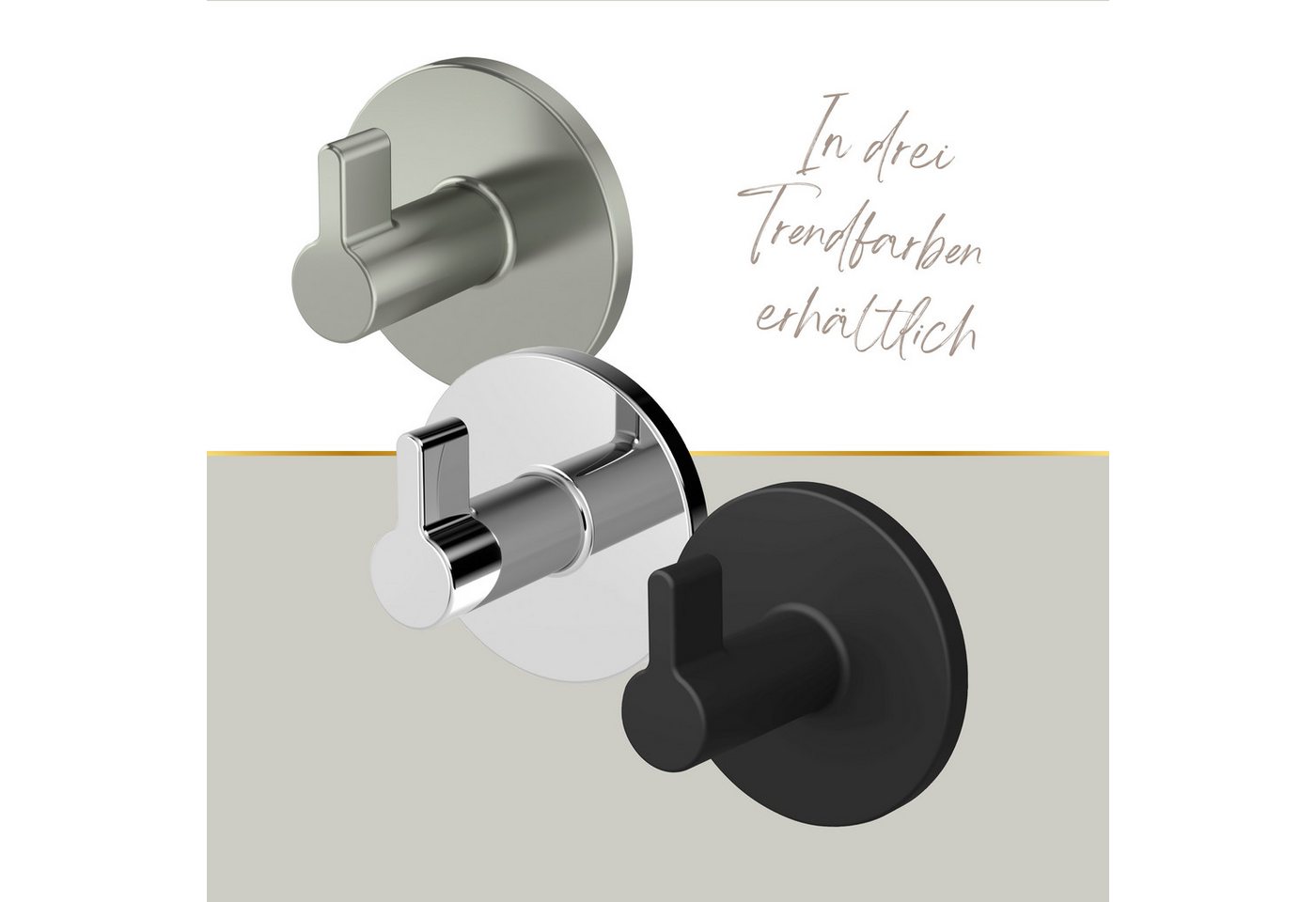 Lenz Handtuchhaken HYGGE, Badezimmer, (Packung, 1-St., 1 Stk), Montage ohne Bohren möglich, auch für Bademäntel, VIDA – Bild 4 von 4
